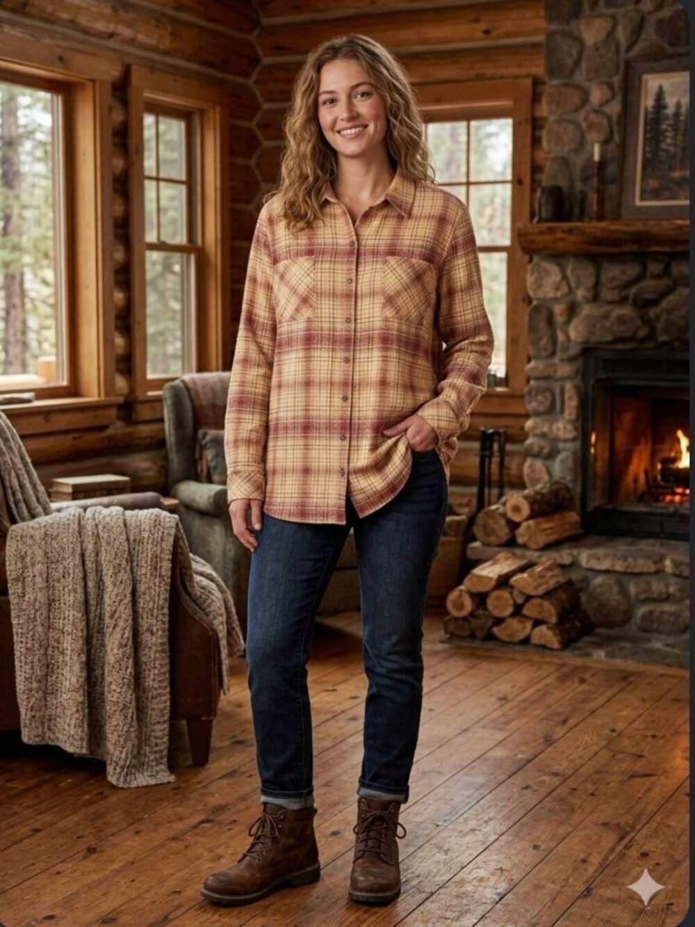 Womens Natural Reflections Acid Wash Flannel Shirt XXL